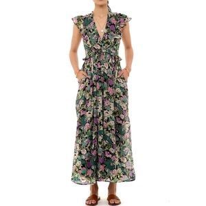 Banjanan Maxi Floral Ruffle-Sleeve Honey Dress